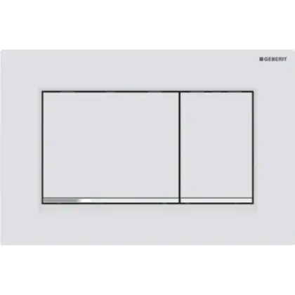 Geberit 115.883.JT.1 Geberit Sigma 20 (ex Sigma 30) bedieningsplaat - wit mat - kunststof - 2 druktoetsen designstrook glansverchroomd