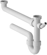 Geberit 152.597.11.1 Geberit PP dubbele buissifon 6/4 x 40 mm - wit - met wasmachineaansluiting