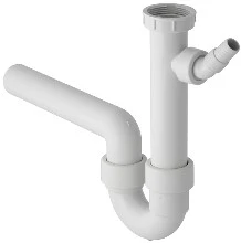Geberit 152.816.11.1 Geberit PP enkele buissifon 6/4 x 40 mm - wit - met wasmachineaansluiting - reductiering 6/4 x 5/4