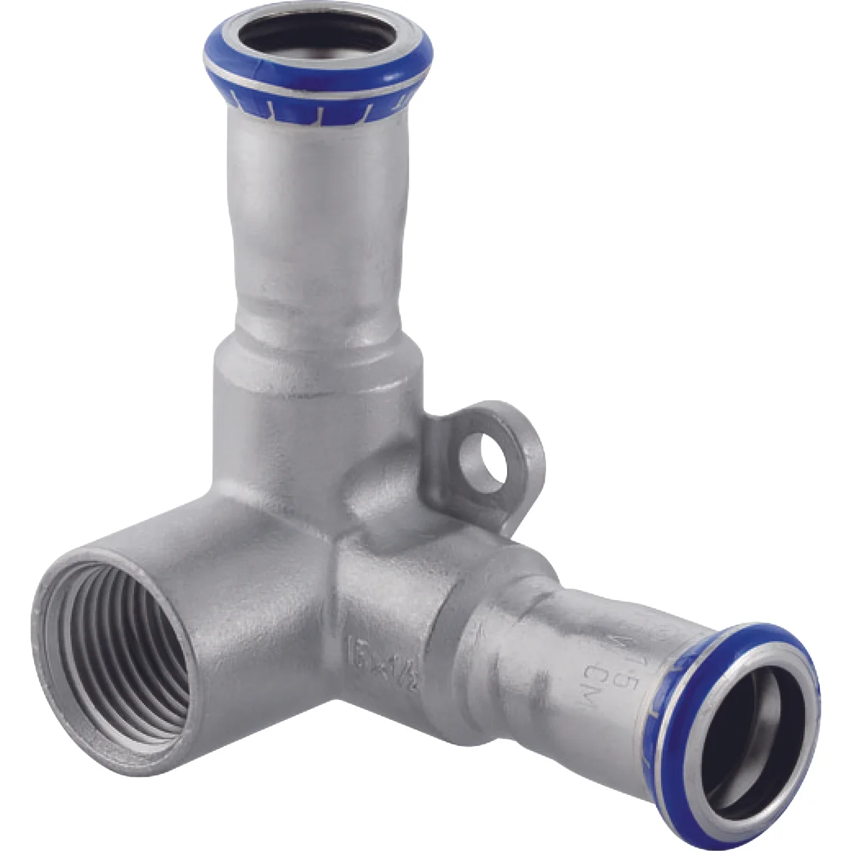 Geberit Mapress RVS muurplaat dubbel met aansl. onder 90gr Geberit 33503