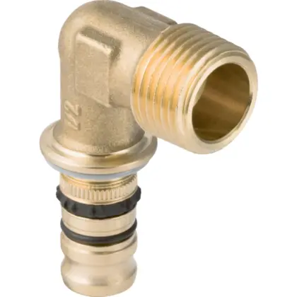 Geberit Mepla haakse overgangsbocht 90gr met buitendraad CW617N d=26mm R=1 geberit 613.254.00.5