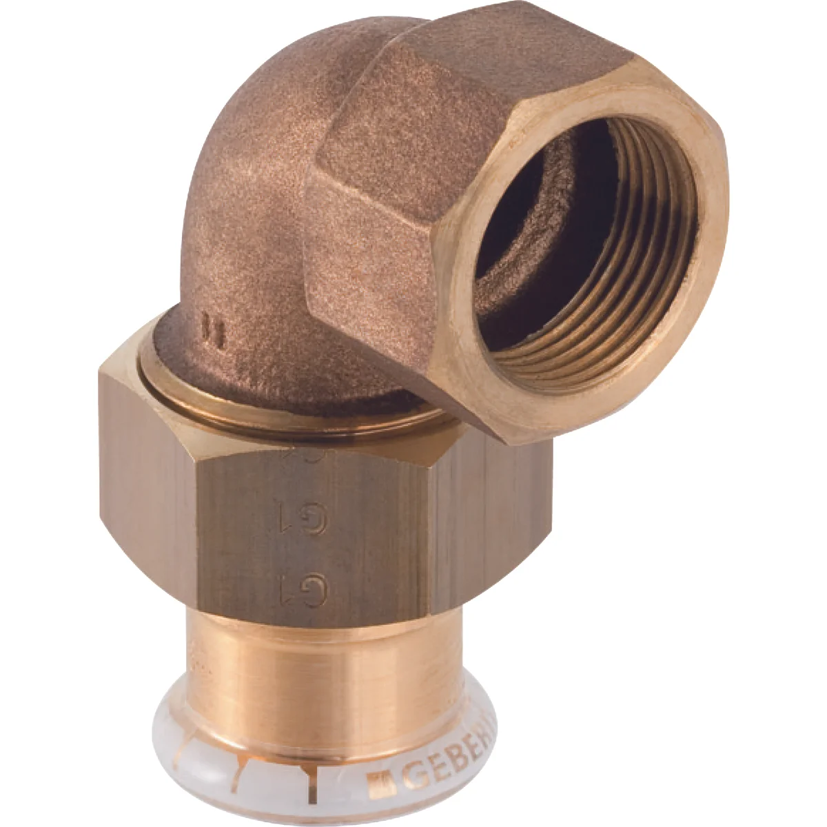 Geberit Pers-3-delige kniekoppeling koper 35 x 5/4" F (drink)water Geberit Mapress Koper 65386