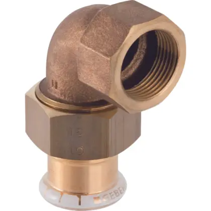 Geberit Pers-3-delige kniekoppeling koper 54 x 2" F (drink)water Geberit Mapress Koper 65388