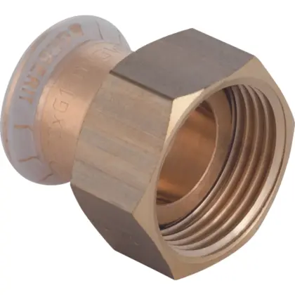Geberit Persaansluitkoppeling koper 22mm x 1" FF (drink)water Geberit Mapress Koper 65084