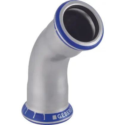 Geberit Persbocht inox 15mm FF 45° (drink)water Geberit Mapress RVS 30602