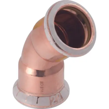 Geberit Persbocht koper 15mm FF 45° gas Geberit Mapress Koper 34514