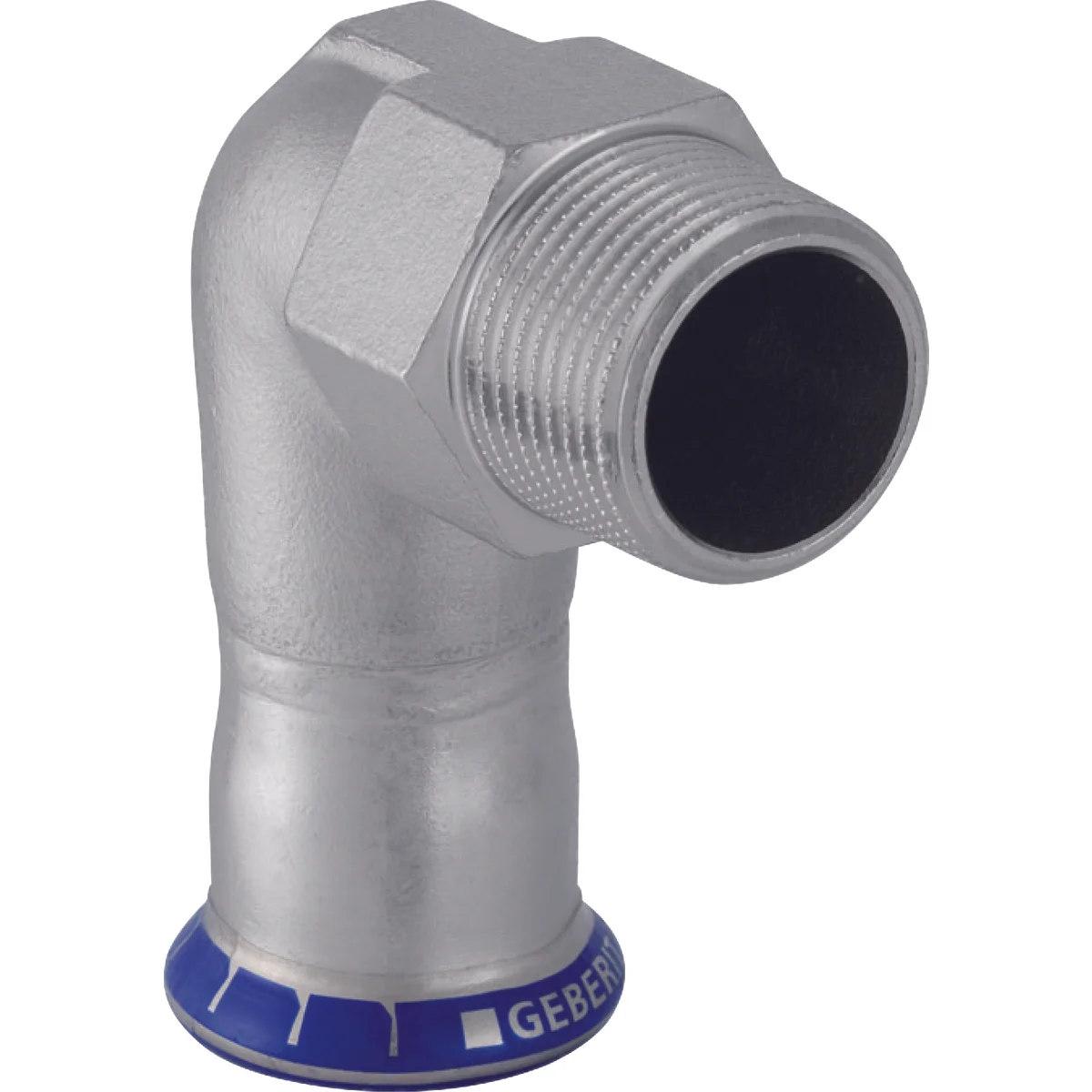 Geberit Persovergangsbocht inox 28mm x 1" M 90° (drink)water Geberit Mapress RVS 33836
