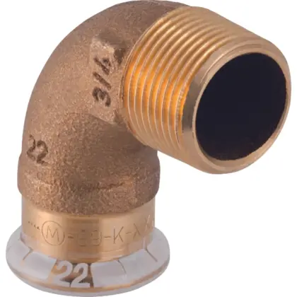 Geberit Persovergangsbocht koper 15mm x 1/2" M 90° (drink)water Geberit Mapress Koper 63873
