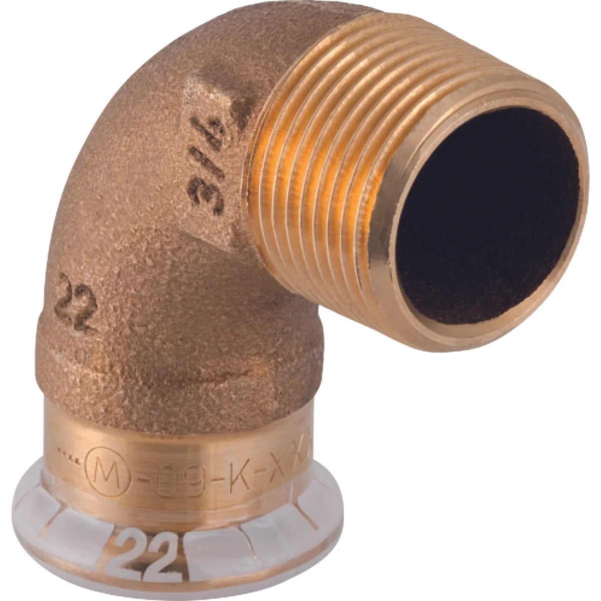 Geberit Persovergangsbocht koper 22mm x 3/4" M 90° (drink)water Geberit Mapress Koper 63885