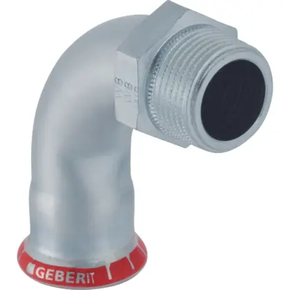 Geberit Persovergangsbocht staal 35mm x 5/4" M 90° verwarming Geberit Mapress C-Staal 23509