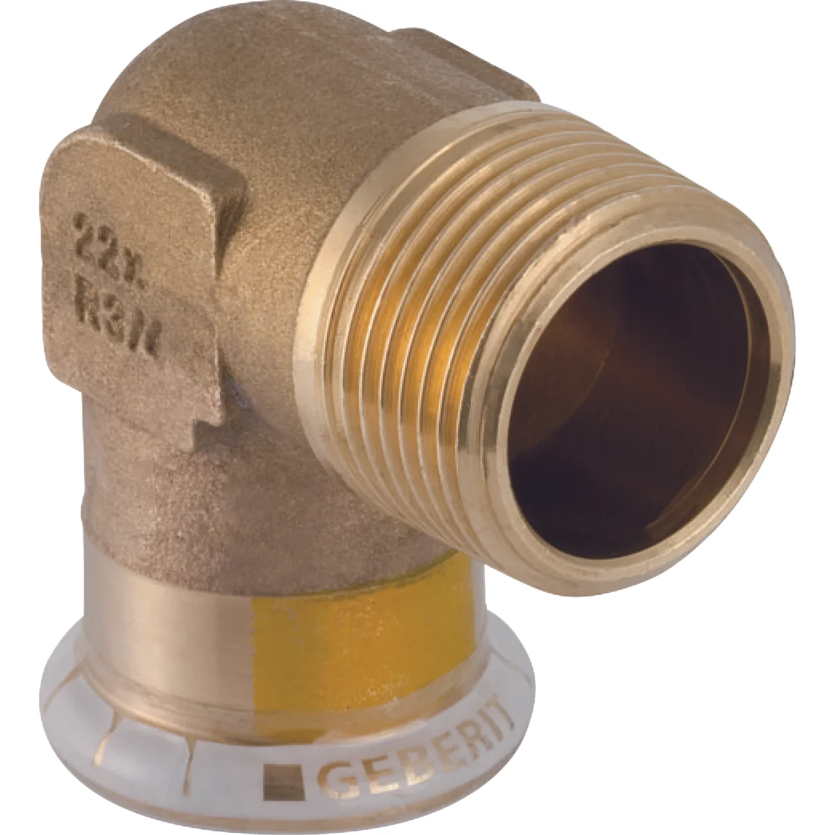 Geberit Persovergangsknie koper 22mm x 3/4" M 90° gas Geberit Mapress Koper 34730