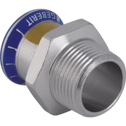 Geberit Persovergangsstuk inox 15mm x 1/2" M gas Geberit Mapress RVS 34066