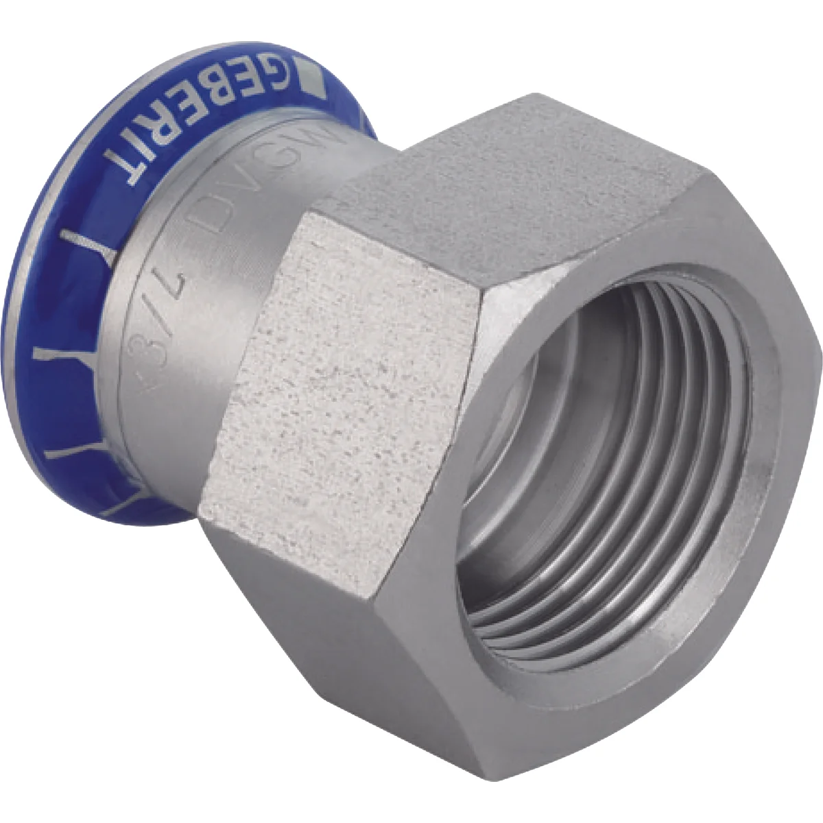 Geberit Persovergangsstuk inox 22mm x 1" F (drink)water Geberit Mapress RVS 31824