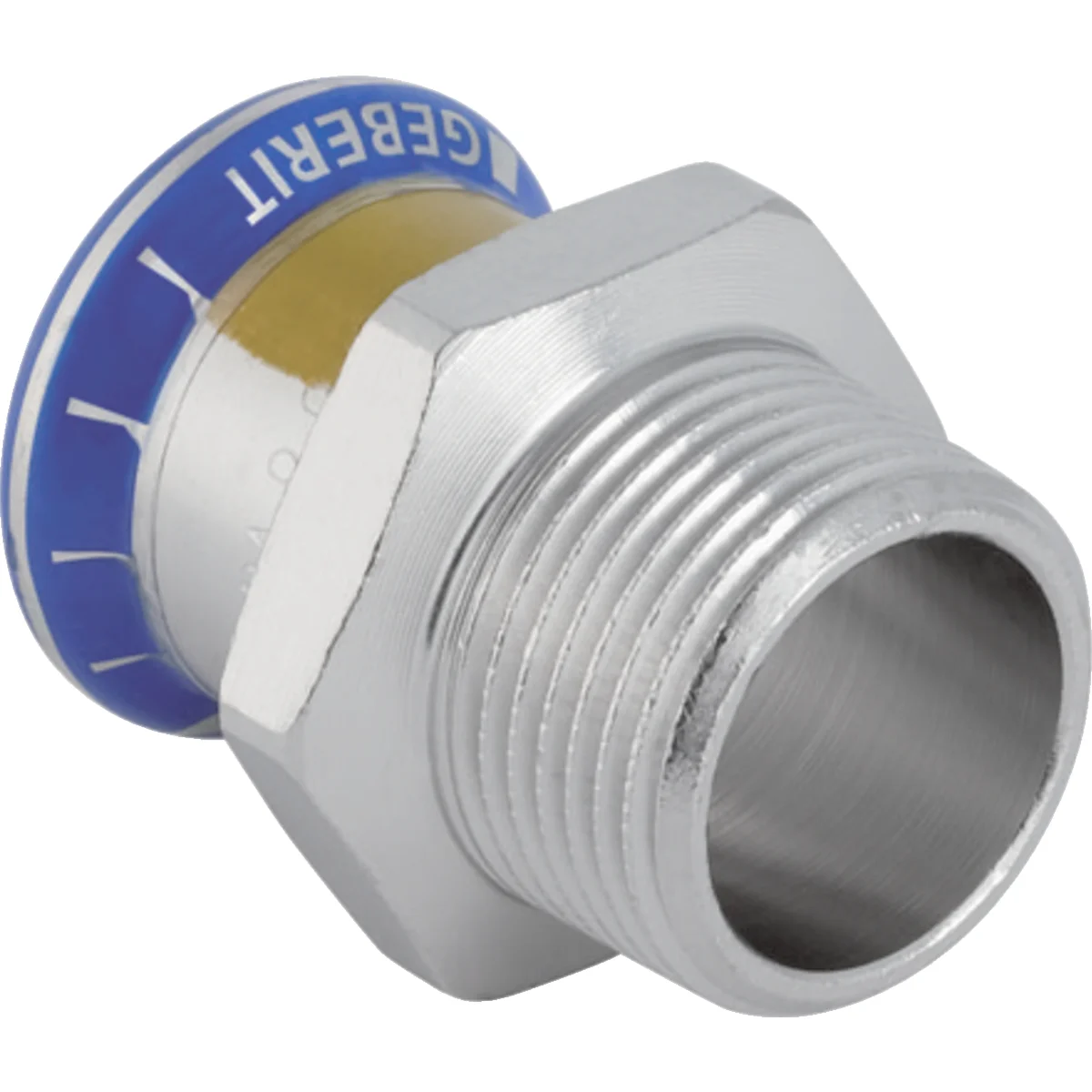 Geberit Persovergangsstuk inox 22mm x 1" M gas Geberit Mapres RVS 34346