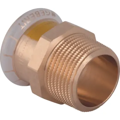 Geberit Persovergangsstuk koper 15mm x 3/4" M gas Geberit Mapress Koper 34675