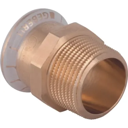 Geberit Persovergangsstuk koper 35mm x 1" M (drink)water Geberit Mapress Koper 61719