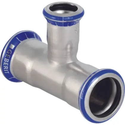 Geberit Persverloop-T inox 35x15x35mm FFF (drink)water Geberit Mapress RVS 31212