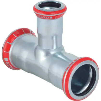 Geberit Persverloop-T staal 28x15x28mm FFF verwarming Geberit Mapress C-Staal 21209