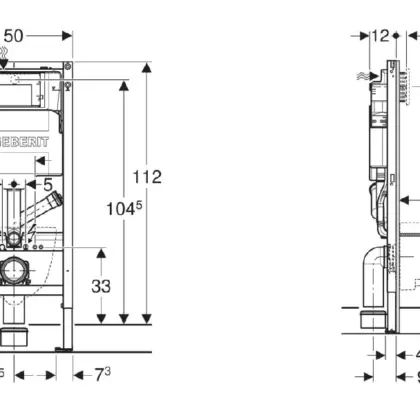 Geberit Inbouwspoelreservoir met frame Geberit Duofix 1120x500mm geschikt voor frontbediening 111.364.00.6