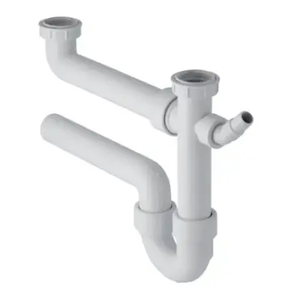 Geberit GEBERIT 152814111 SIFON 2 SPOELBAKKEN + AFV. BOCHT PP WIT 5/4-6/4X40 Geberit 152.814.11.1