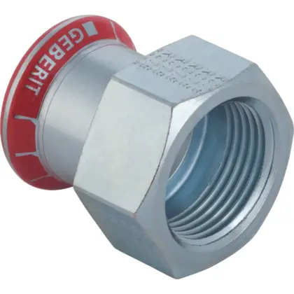 Geberit Persovergangsstuk staal 15mm x 1/2" F verwarming Geberit Mapress C-Staal 21802