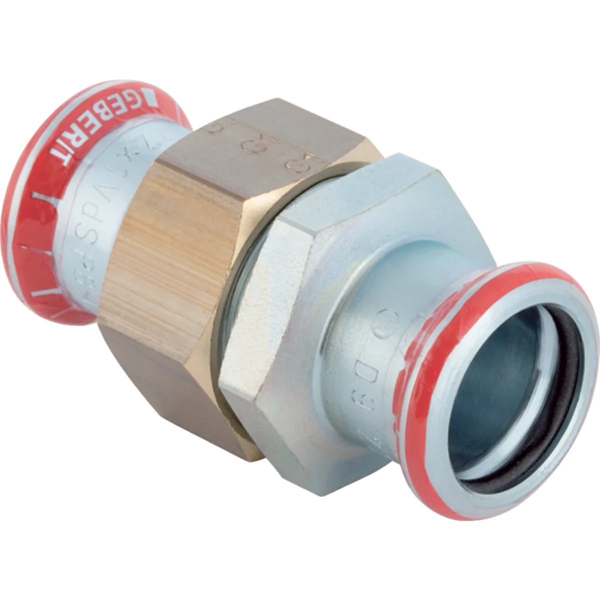 Geberit Pers-3-delige koppeling staal 54 x 54 pers verwarming Geberit Mapress C-Staal 25326