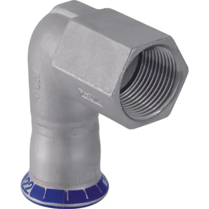 Geberit Persovergangsbocht inox 22mm x 3/4" F 90° (drink)water Geberit Mapress RVS 33805