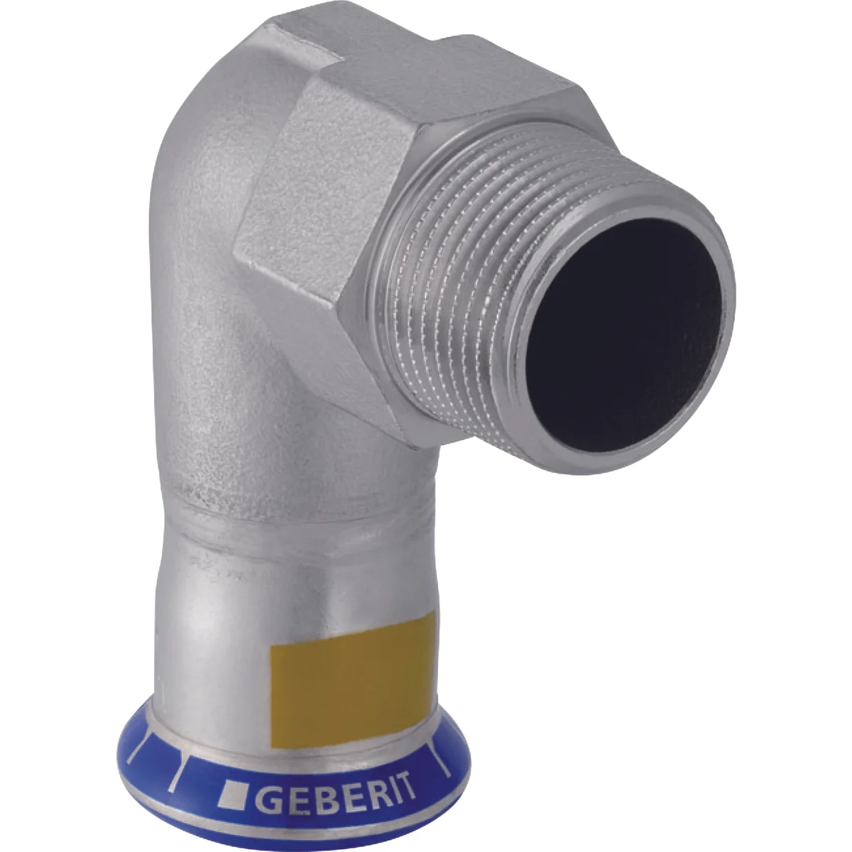Geberit Persovergangsbocht inox 18mm x 1/2" M 90° gas Geberit Mapress RVS 34150
