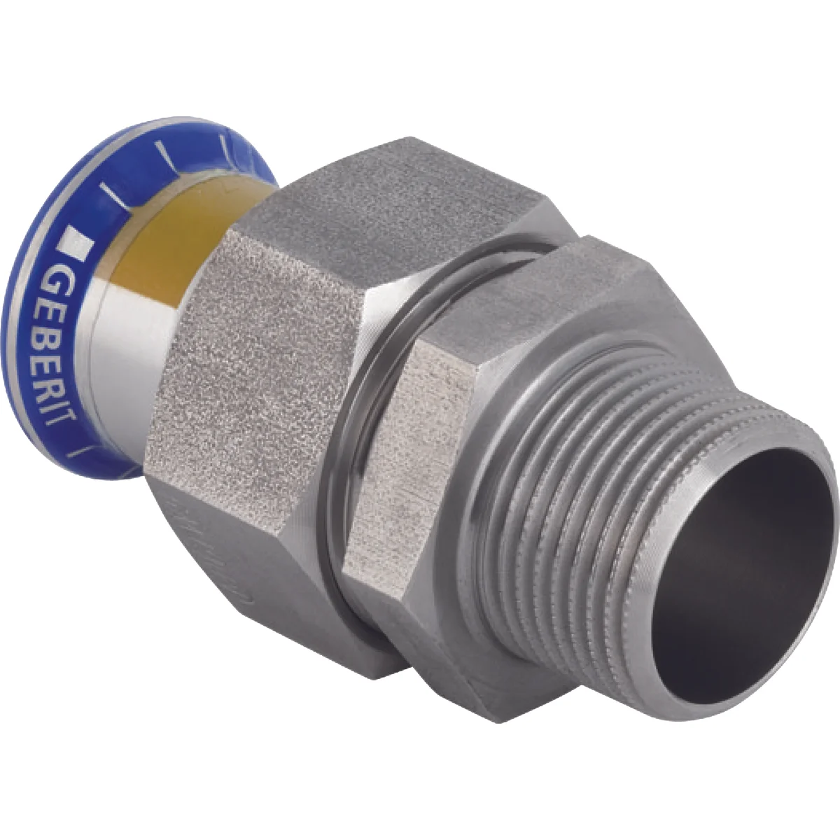 Geberit Pers-3-delige koppeling inox met stalen moer 35 x 5/4" M gas Geberit Mapress RVS 34438