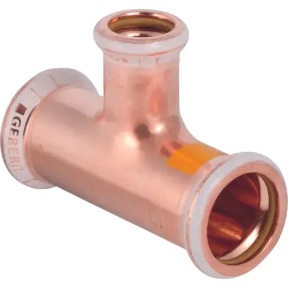 Geberit Persverloop-T koper 28x15x28mm FFF gas Geberit Mapress Koper 34588