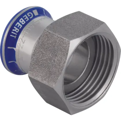 Geberit Persaansluitkoppeling inox 22mm x 1" FF (drink)water Geberit Mapress RVS 35134