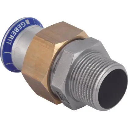 Geberit Pers-3-delige koppeling inox met messing moer 22 x 1" M solar Geberit Mapress FKM RVS 50568
