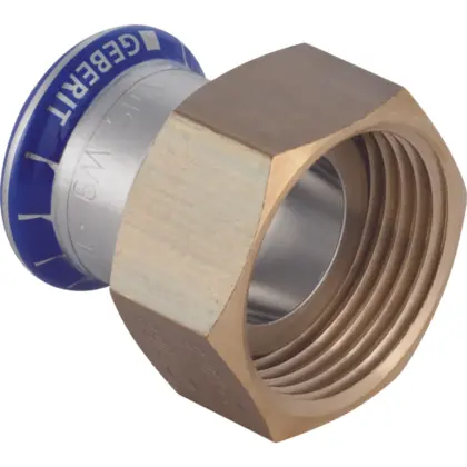 Geberit Persaansluitkoppeling inox 28mm x 1" FF solar Geberit Mapress FKM RVS 50664