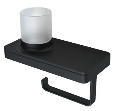 Geesa 918889-06-06 GEESA Frame Toiletrolhouder met planchet en (LED licht)houder Zwart / Zwart