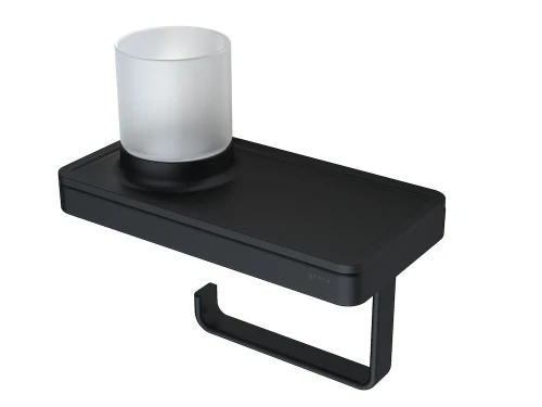 Geesa 918889-06-06 GEESA Frame Toiletrolhouder met planchet en (LED licht)houder Zwart / Zwart