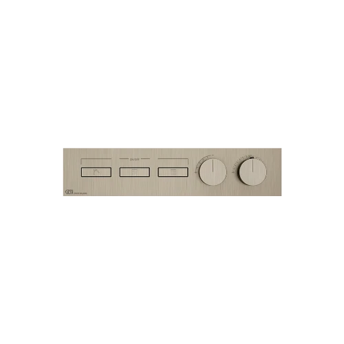 GESSI Hi-Fi Linear Extern deel Thermostatische wand-mengkraan 3 onafhankelijke uitgangen, met drukknop aan / uit controle. Finox Brushed Nickel PF63014#149