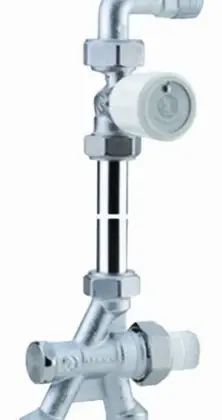 Giacomini R436IX044 Giacomini thermostatiseerbare driewegset 50% vloeraansluiting 50 mm met rechte radiatorkraan met bocht 1/2 x 18AA