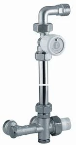 Giacomini R438MX033 Giacomini thermostatiseerbare driewegset 100% muuraansluiting 50 mm met rechte radiatorkraan met bocht 1/2 x 18AA