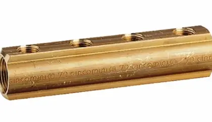 Giacomini R551Y024 Giacomini R551 verdeler messing 4 aansluitingen 1/2 f G 3/4 x G '1/2 /4