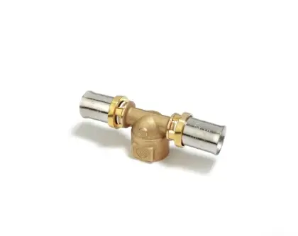 Giacomini RM154Y076 Giacomini RM154 pers verloop T-stuk 90° met binnendraad FFF 40 x 6/4 F x 40 mm