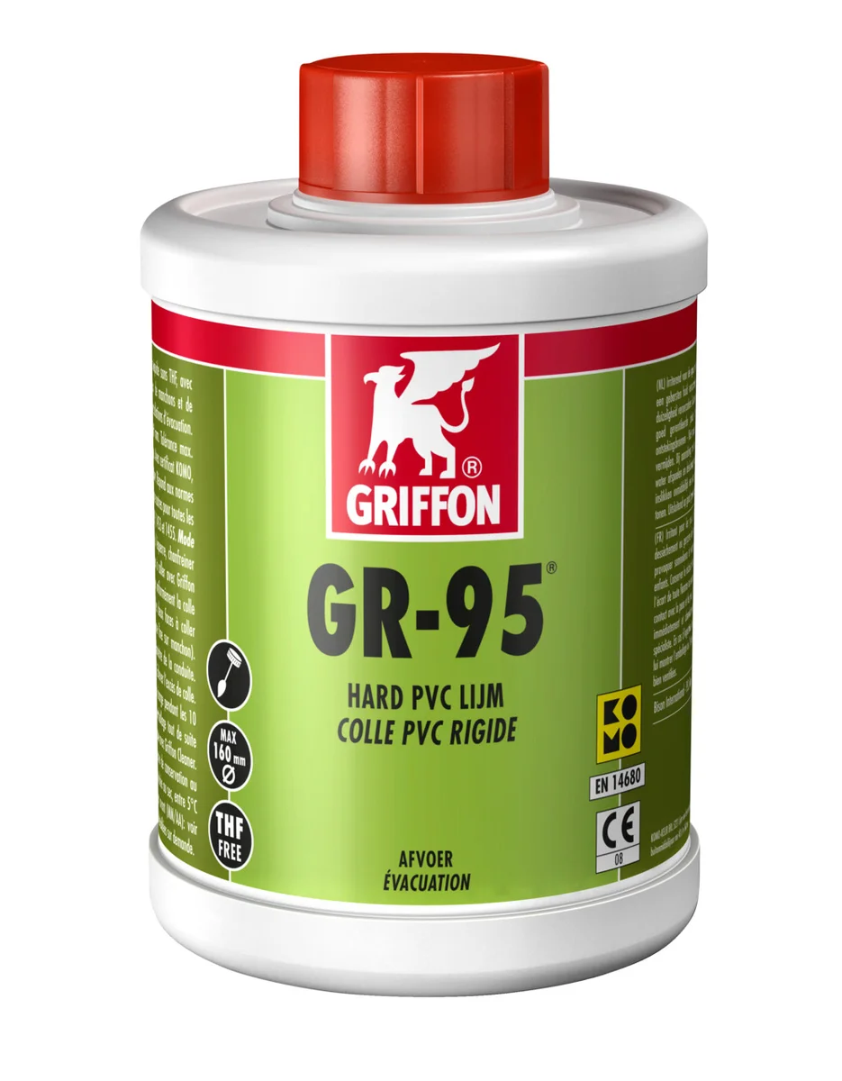 Griffon GR-95 dunne PVC lijm voor afvoer 1000ml traagdrogend griffon 6113195