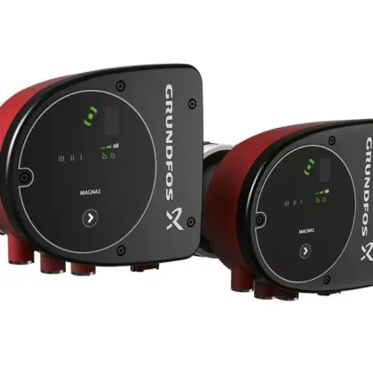 Grundfos Dubbele circulatiepomp Grundfos Magna1 D 10bar . L=180mm . Hmax=10m . 2"M . EEI <= 0.22 Qmax=14.8m3/h 32-100 99221241