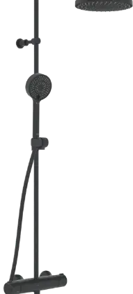 Hansa 4435013033 Hansa Hansamicra douchethermostaatset - zwart mat - Micra douchethermostaat - hoofddouche rond 200 mm - handdouche - doucheflexibel 1/2 x 1750 mm