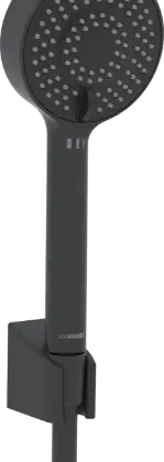 Hansa 4468013333 Hansa HansaBasicjet handdoucheset 95 mm - 3 stralen - zwart mat (bestaat uit: handdouche - doucheflexibel 1500 mm - wandhouder) - prijs per set