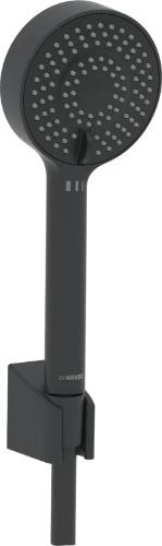 Hansa 4468013333 Hansa HansaBasicjet handdoucheset 95 mm - 3 stralen - zwart mat (bestaat uit: handdouche - doucheflexibel 1500 mm - wandhouder) - prijs per set