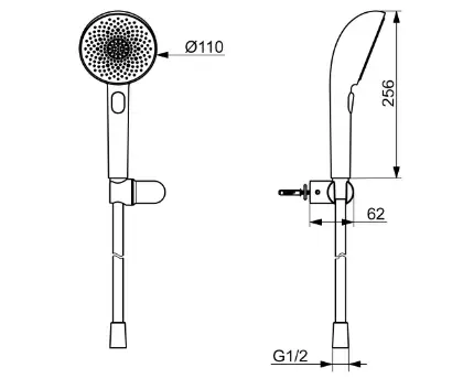 Hansa 4717012081 Hansa HansaAurelia handdoucheset 110 mm 3-jets - wandmontage met flexibel 1250mm - geborsteld brons