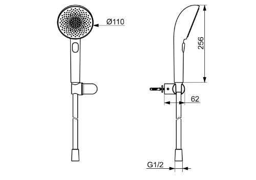 Hansa 4717012081 Hansa HansaAurelia handdoucheset 110 mm 3-jets - wandmontage met flexibel 1250mm - geborsteld brons