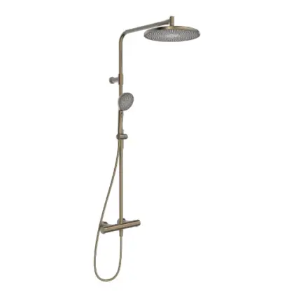Hansa 4719910381 Hansa HansaAureliaa douchethermostaat met doucheset 110 mm 3-jets met regendouche 300 mm - met glijstang en flexibel 1750 mm - geborsteld brons