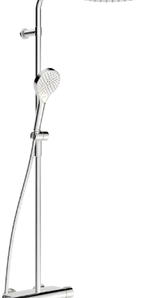 Hansa 65159201 Hansa Hansaviva thermostatische douchezuil met regendouche - handdouche 3 stralen - flexibel 1750 mm - chroom
