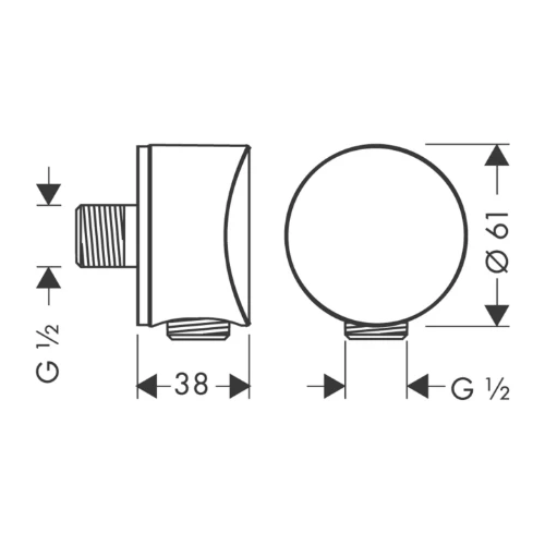 Hansgrohe 26453140 Hansgrohe Fixfit S muuraansluitbocht met terugslagklep 1/2 - met kunststof aansluiting - Brushed Bronze
